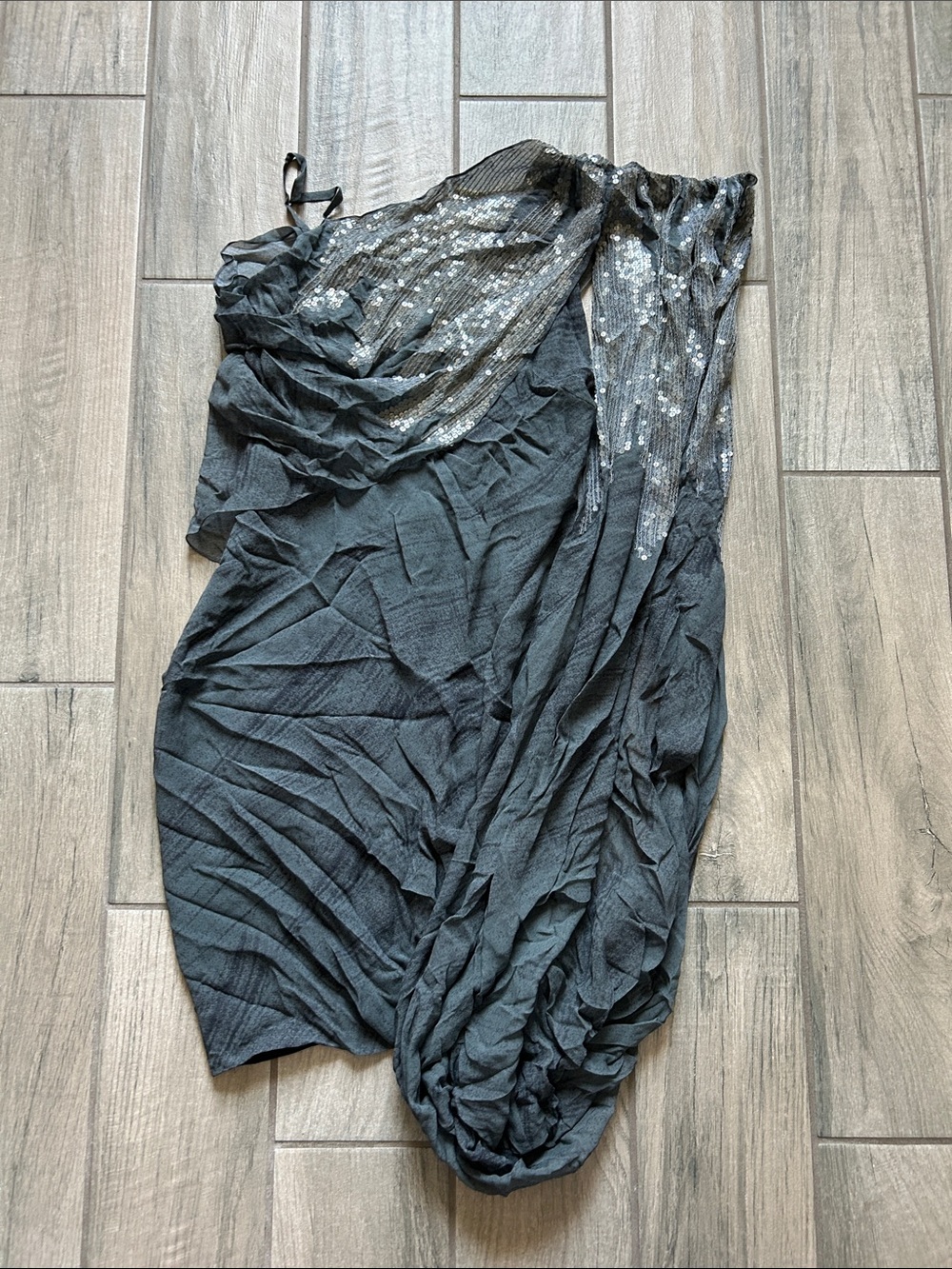 John Galliano Black One-Shoulder Sequin Mini Dress
